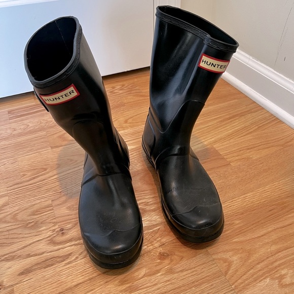 Hunter Black Short Rain Boots Women’s Size 7 - Picture 1 of 10